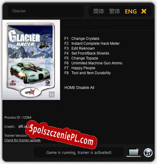 Glacier: Cheats, Trainer +8 [dR.oLLe]