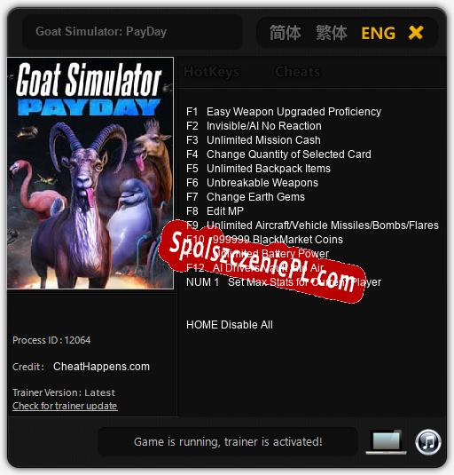 Goat Simulator: PayDay: Cheats, Trainer +13 [CheatHappens.com]