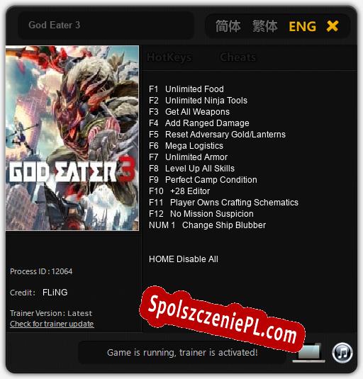 Treinador liberado para God Eater 3 [v1.0.4]