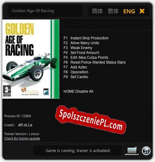 Treinador liberado para Golden Age Of Racing [v1.0.5]