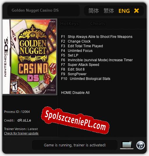 Golden Nugget Casino DS: Cheats, Trainer +10 [dR.oLLe]