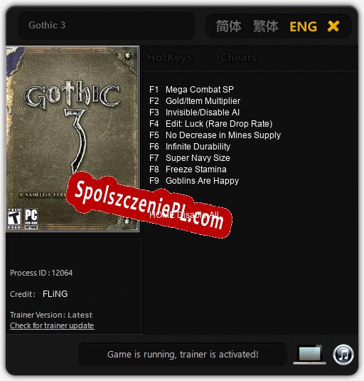 Treinador liberado para Gothic 3 [v1.0.7]