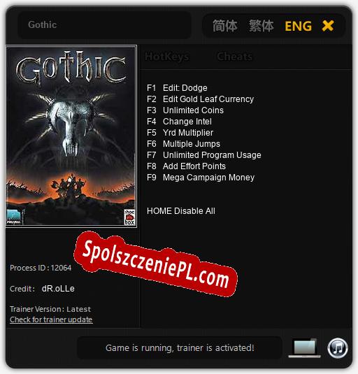 Gothic: Trainer +9 [v1.5]