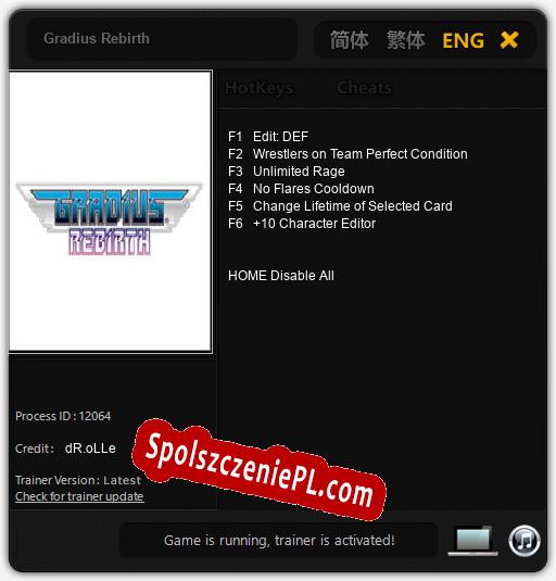 Gradius Rebirth: Cheats, Trainer +6 [dR.oLLe]