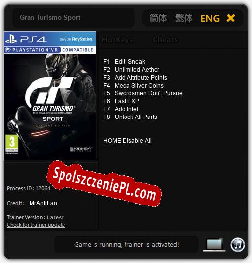 Gran Turismo Sport: Cheats, Trainer +8 [MrAntiFan]