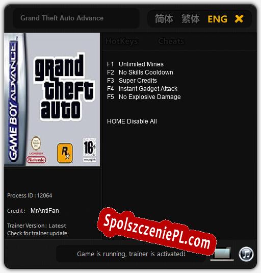 Grand Theft Auto Advance: Trainer +5 [v1.9]