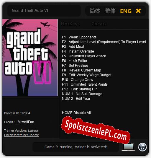 Grand Theft Auto VI: Trainer +14 [v1.4]