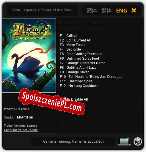 Grim Legends 2: Song of the Dark Swan: Cheats, Trainer +12 [MrAntiFan]