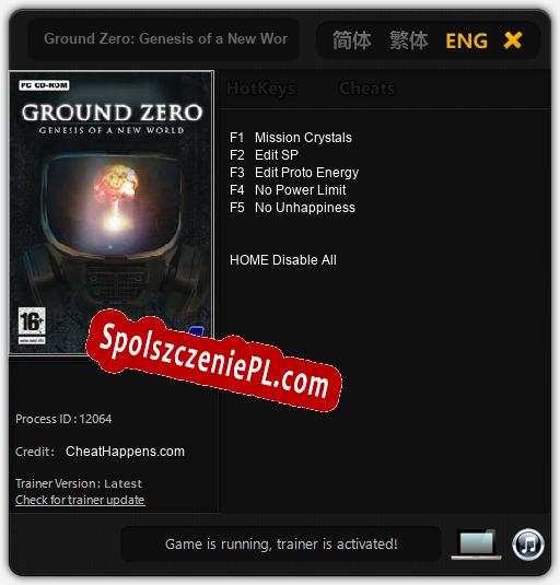 Ground Zero: Genesis of a New World: Treinador (V1.0.17)