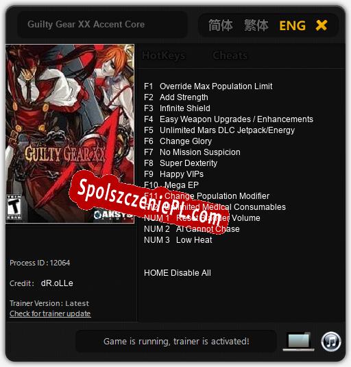 Guilty Gear XX Accent Core: Cheats, Trainer +15 [dR.oLLe]