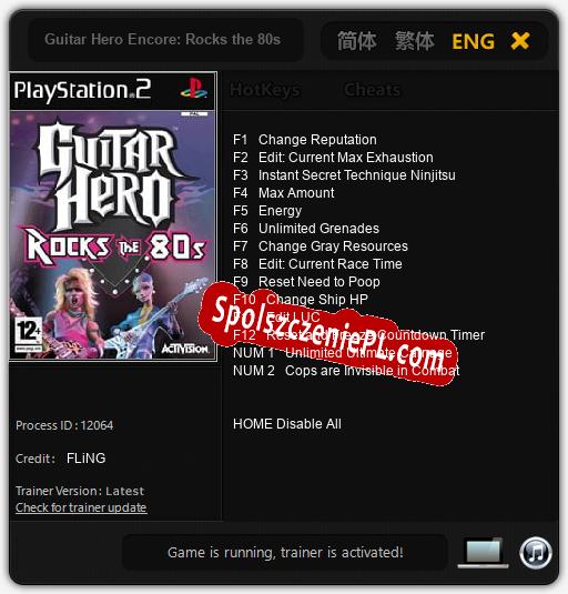 Guitar Hero Encore: Rocks the 80s: Treinador (V1.0.82)