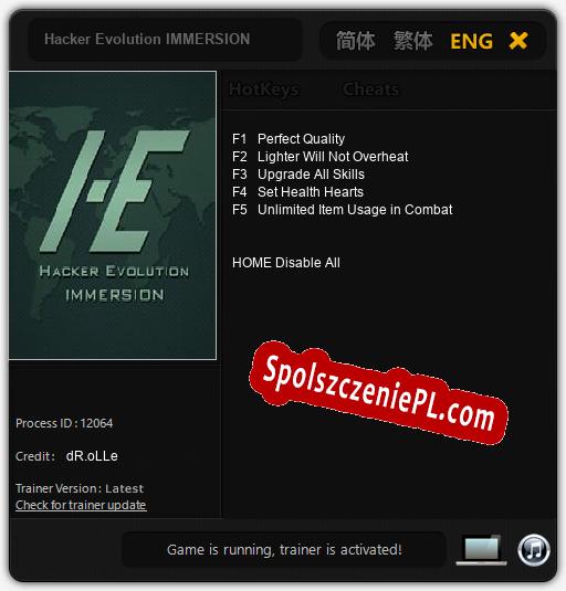 Hacker Evolution IMMERSION: Trainer +5 [v1.3]