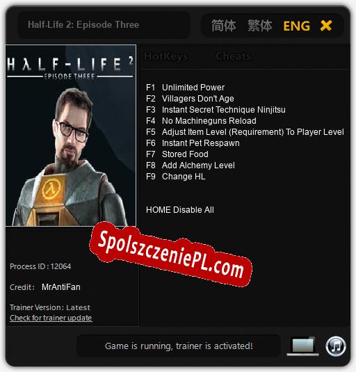 Half-Life 2: Episode Three: Trainer +9 [v1.8]