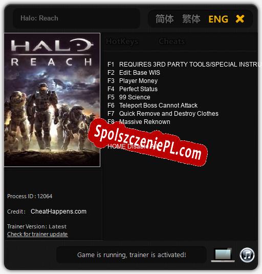 Treinador liberado para Halo: Reach [v1.0.9]