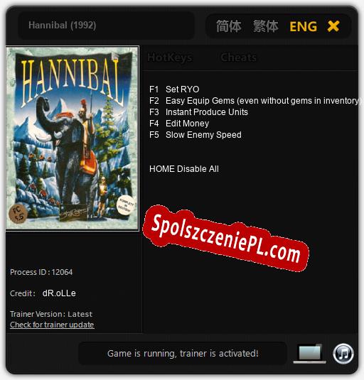 Hannibal (1992): Trainer +5 [v1.2]