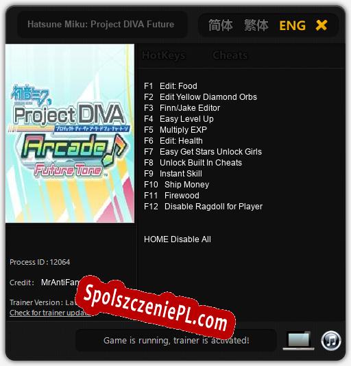 Hatsune Miku: Project DIVA Future Tone: Cheats, Trainer +12 [MrAntiFan]