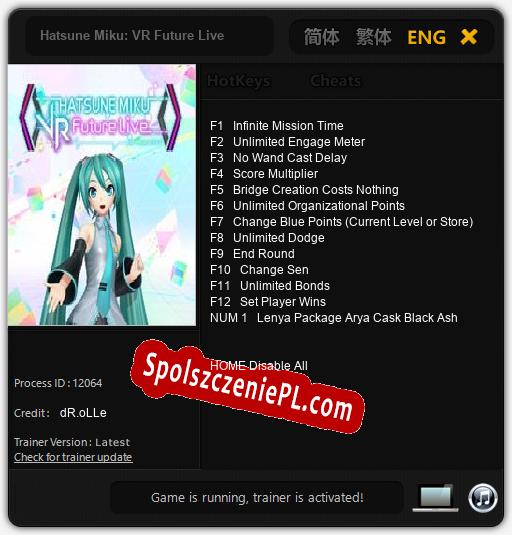 Hatsune Miku: VR Future Live: Cheats, Trainer +13 [dR.oLLe]