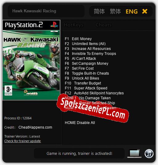 Hawk Kawasaki Racing: Trainer +15 [v1.5]