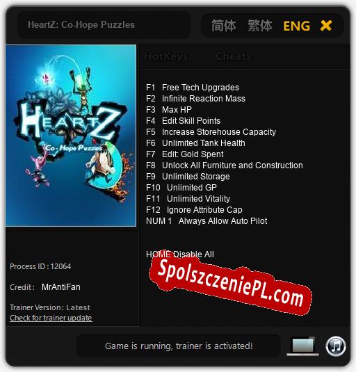 Treinador liberado para HeartZ: Co-Hope Puzzles [v1.0.4]