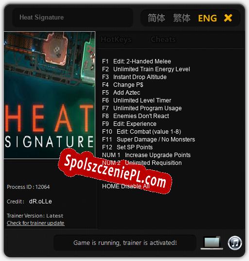 Treinador liberado para Heat Signature [v1.0.4]