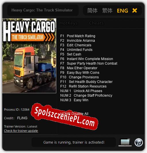 Treinador liberado para Heavy Cargo: The Truck Simulator [v1.0.2]