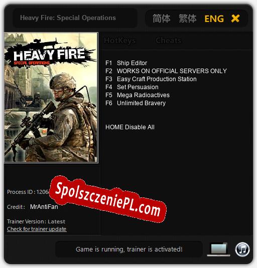 Heavy Fire: Special Operations: Trainer +6 [v1.1]