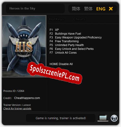 Treinador liberado para Heroes in the Sky [v1.0.5]