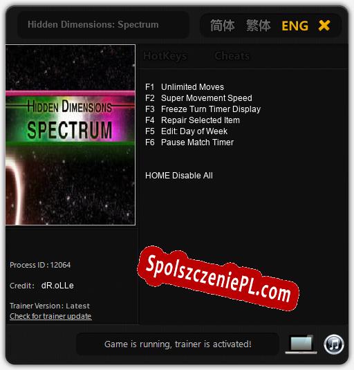 Hidden Dimensions: Spectrum: Treinador (V1.0.68)