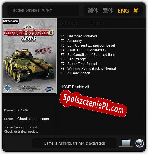 Treinador liberado para Hidden Stroke II APRM [v1.0.2]