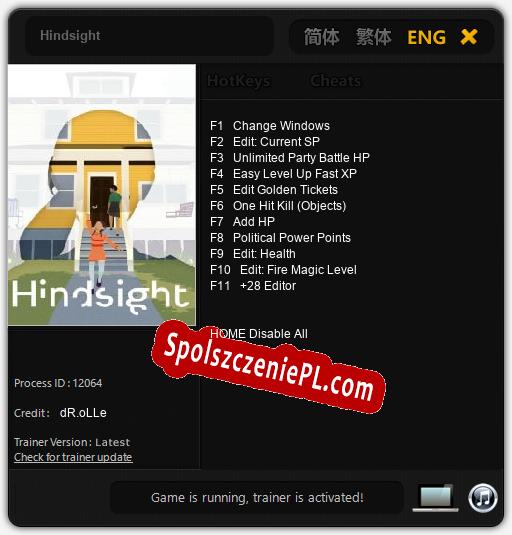 Treinador liberado para Hindsight [v1.0.9]