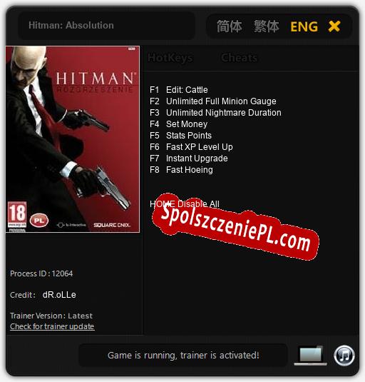 Hitman: Absolution: Cheats, Trainer +8 [dR.oLLe]