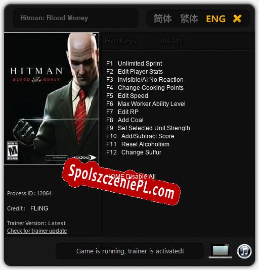 Hitman: Blood Money: Treinador (V1.0.42)