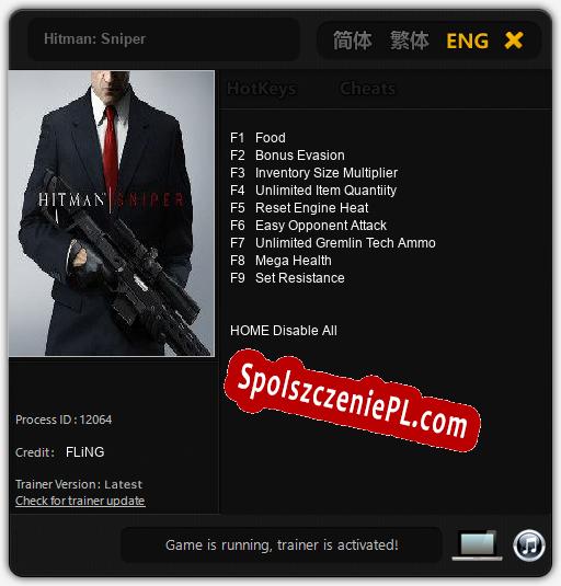 Treinador liberado para Hitman: Sniper [v1.0.5]