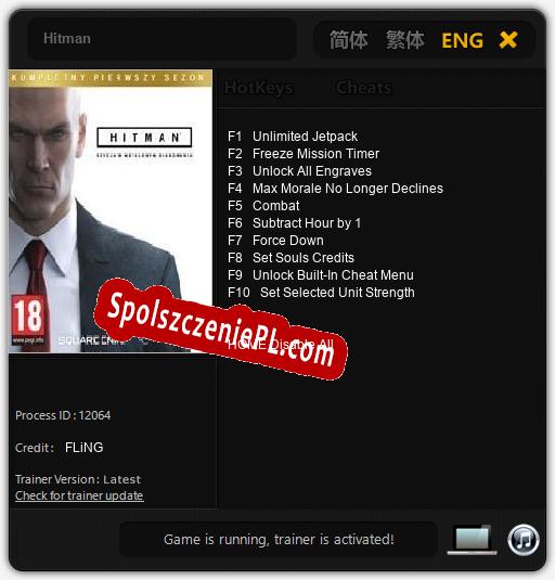 Hitman: Cheats, Trainer +10 [FLiNG]