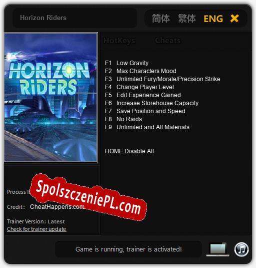 Horizon Riders: Trainer +9 [v1.5]