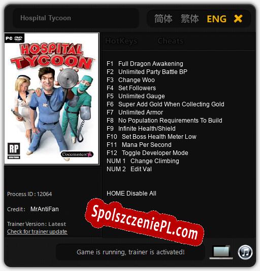 Hospital Tycoon: Cheats, Trainer +14 [MrAntiFan]