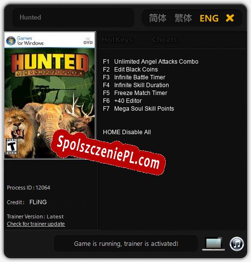 Treinador liberado para Hunted [v1.0.8]