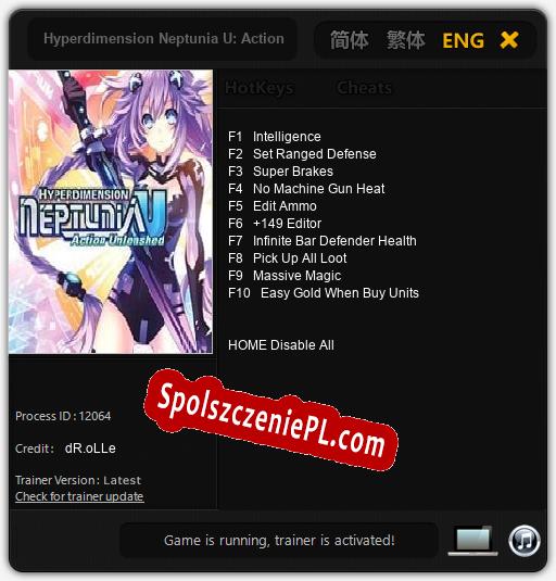 Hyperdimension Neptunia U: Action Unleashed: Trainer +10 [v1.6]