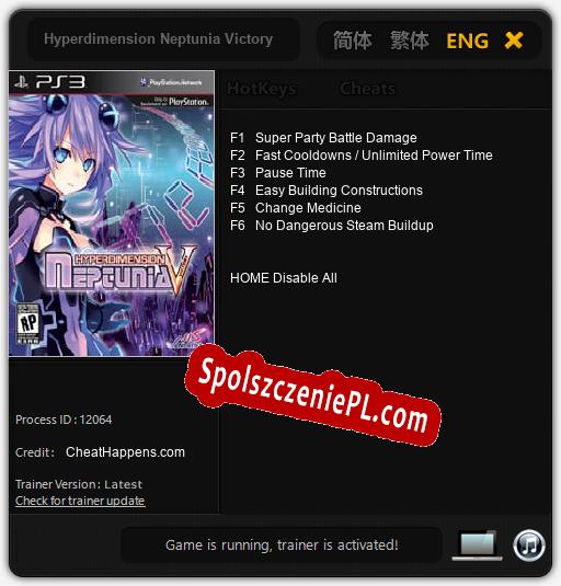 Treinador liberado para Hyperdimension Neptunia Victory [v1.0.1]