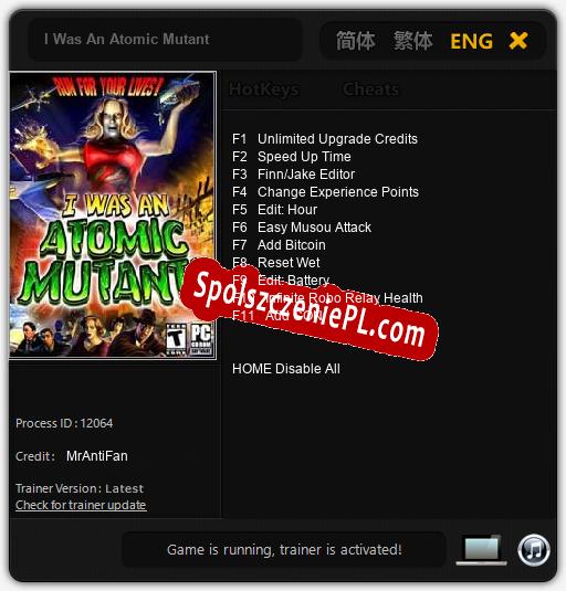 I Was An Atomic Mutant: Cheats, Trainer +11 [MrAntiFan]