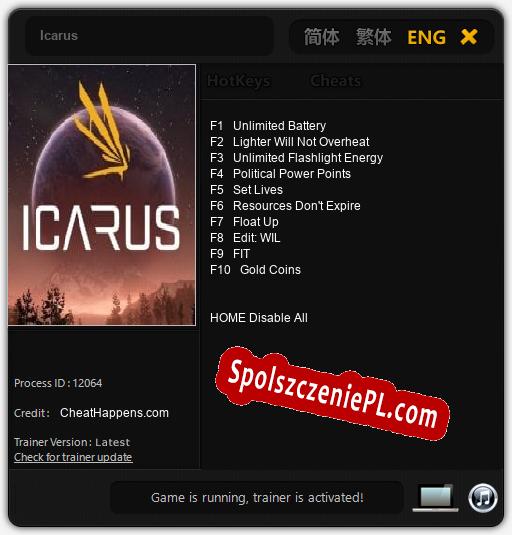 Icarus: Trainer +10 [v1.7]