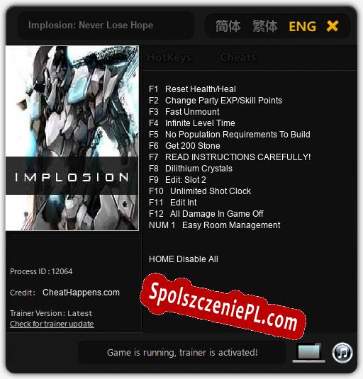 Implosion: Never Lose Hope: Cheats, Trainer +13 [CheatHappens.com]