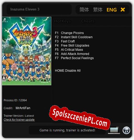 Inazuma Eleven 3: Trainer +7 [v1.7]