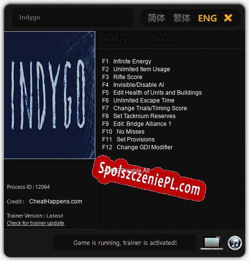 Indygo: Cheats, Trainer +12 [CheatHappens.com]