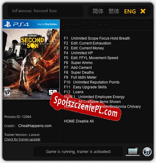 inFamous: Second Son: Cheats, Trainer +15 [CheatHappens.com]