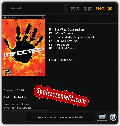 Infected: Trainer +6 [v1.6]