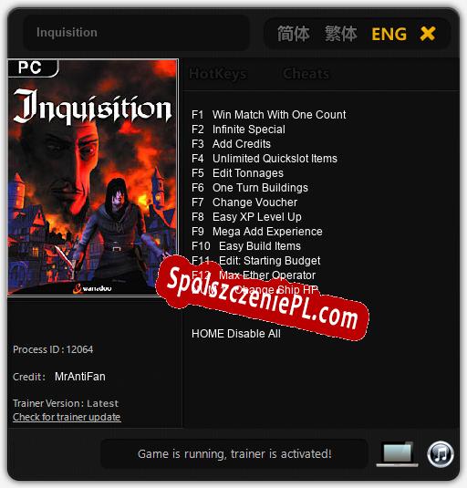 Inquisition: Treinador (V1.0.90)