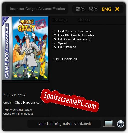 Treinador liberado para Inspector Gadget: Advance Mission [v1.0.8]