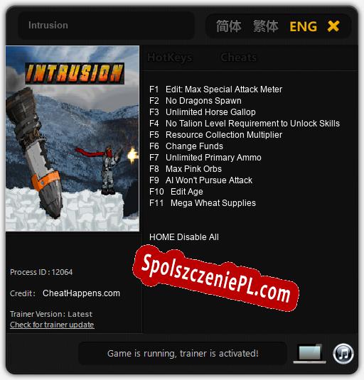 Intrusion: Trainer +11 [v1.8]