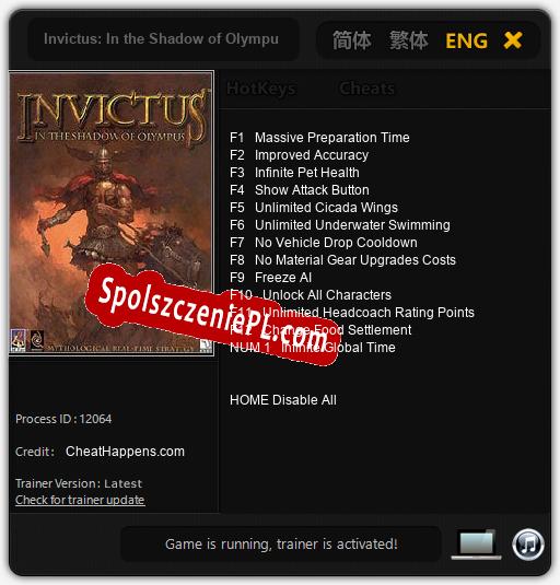 Invictus: In the Shadow of Olympus: Cheats, Trainer +13 [CheatHappens.com]